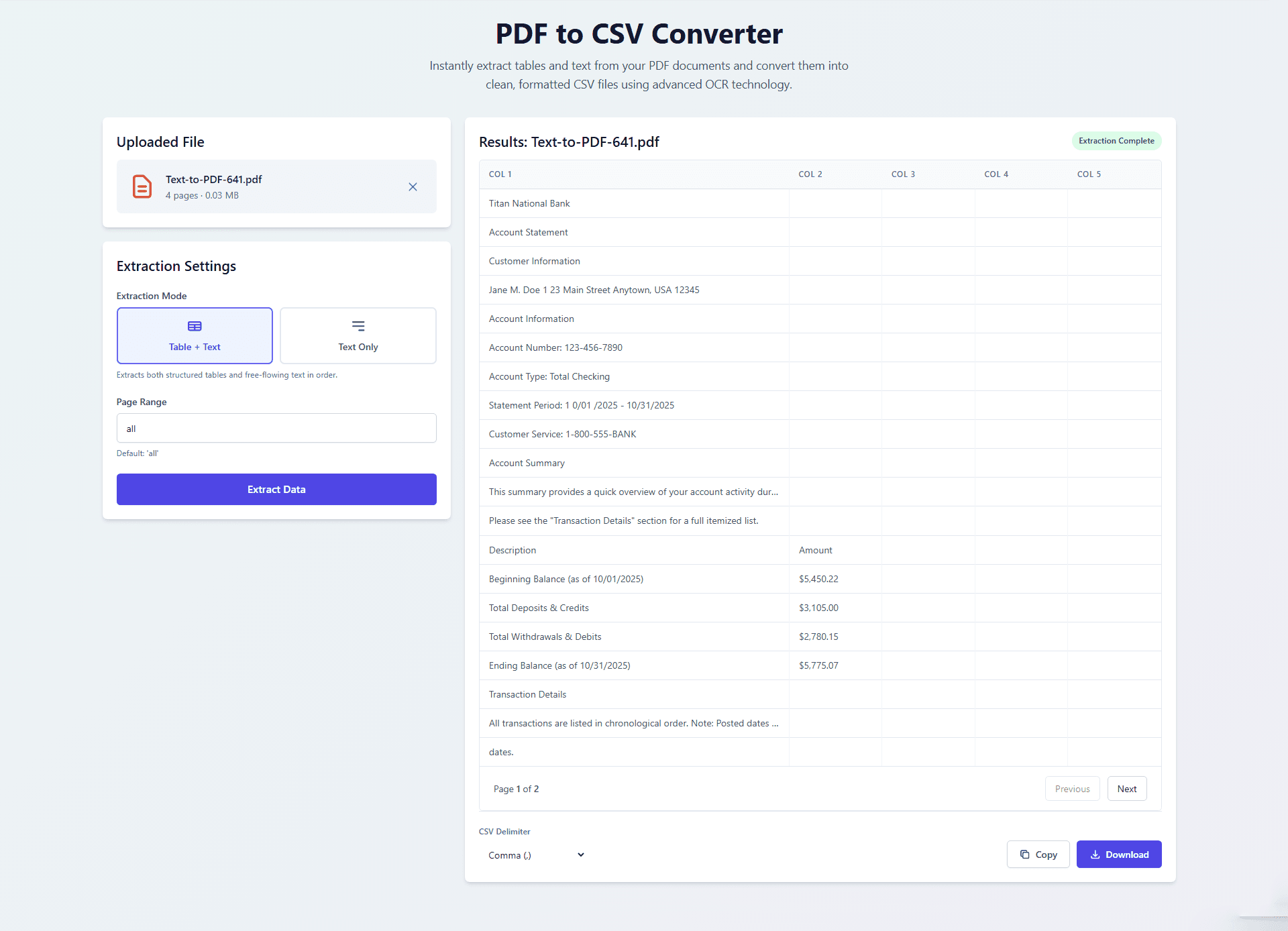 PDF to CSV Converter: Extract Data from PDFs Easily